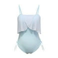 thumbnail image 3 of Gibobby Traje de baño de una pieza Traje de baño de una pieza con volantes y cintura media para mujer(Azul,XL), 3 of 5