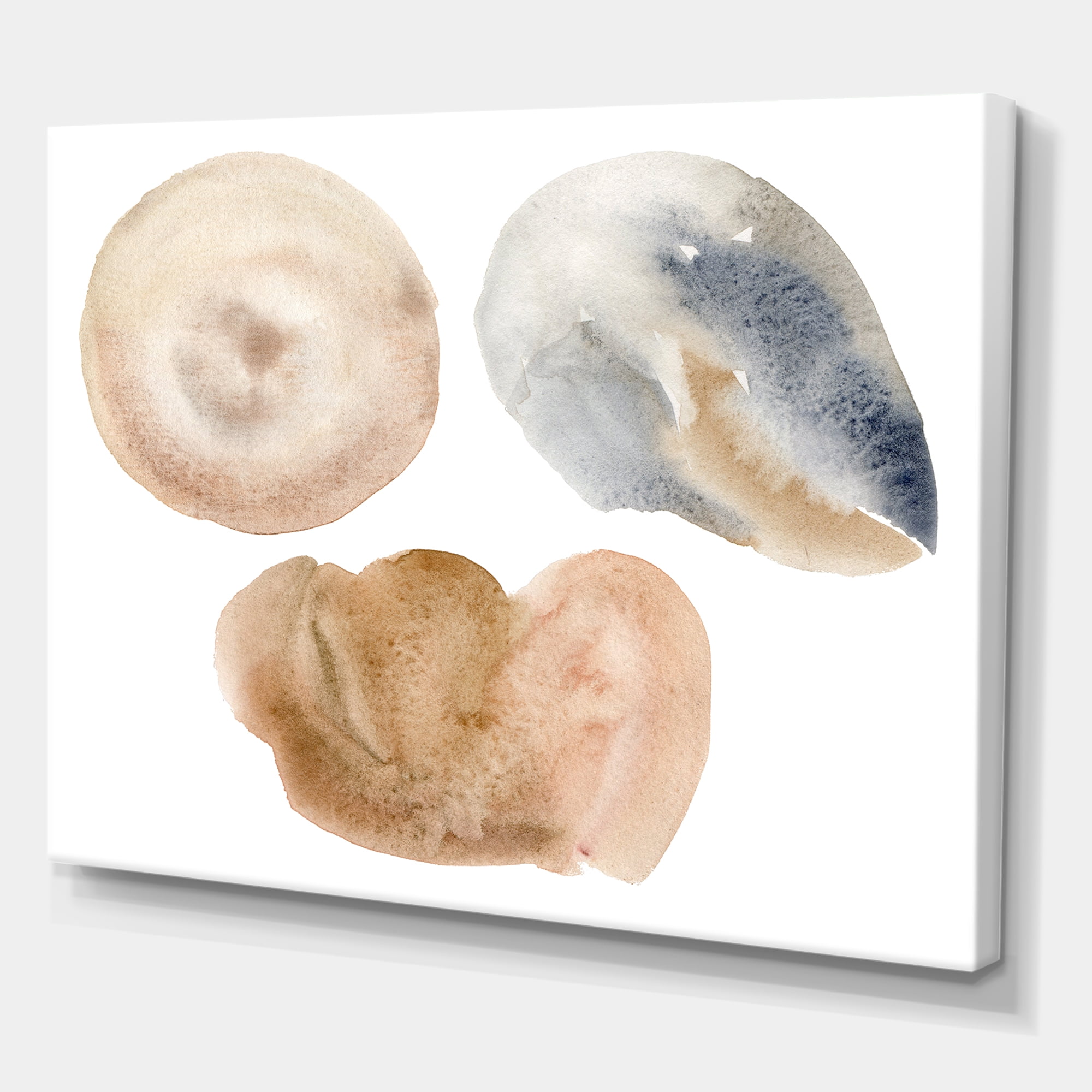 Designart ' Holiday Set With Abstract Beige and Blue Circle Spot ' Modern Canvas Wall Art Print