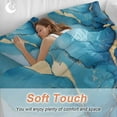 thumbnail image 4 of Teal Blue Duvet Cover Set Twin Size, Ombre Marble Stone Gold Cracks Modern Abstract Art 4 Piece Soft Microfiber Bedding Set with 1 Duvet Cover, 1 Flat Sheet, 2 Pillowcases, 4 of 9