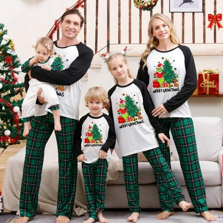 

JIASEN Holiday Christmas Family Christmas Prints Family Matching Long Sleeve Tops+Pants Set Family Matching Sets