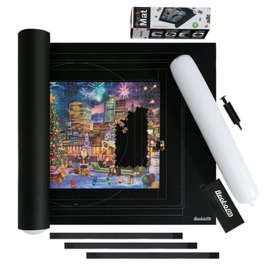 Becko US 2000-Pc Jigsaw Puzzle Mat Roll Up with Auxiliary Line, Puzzle Storage Mat (Black)