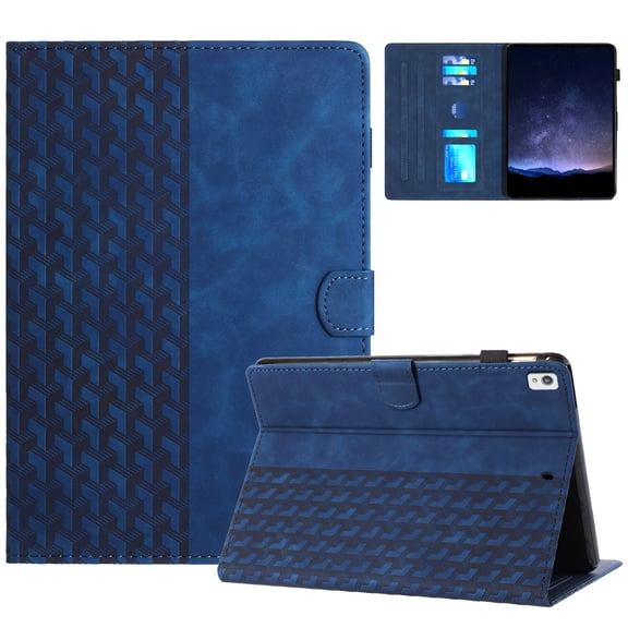for iPad 9th Gen 2021/8th Gen 2020/7th Gen 2019 Folio Case, Slim PU Leather Case with Smart Auto Wake / Sleep Stand with Pencil Holder and Card Slots Cover for iPad Pro 10.5" 2017/Air 3 2019, Blue