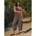 thumbnail image 2 of Pantalón TARSE de lino, pierna ancha, casual, con cordón, XL, color café, 2 of 3