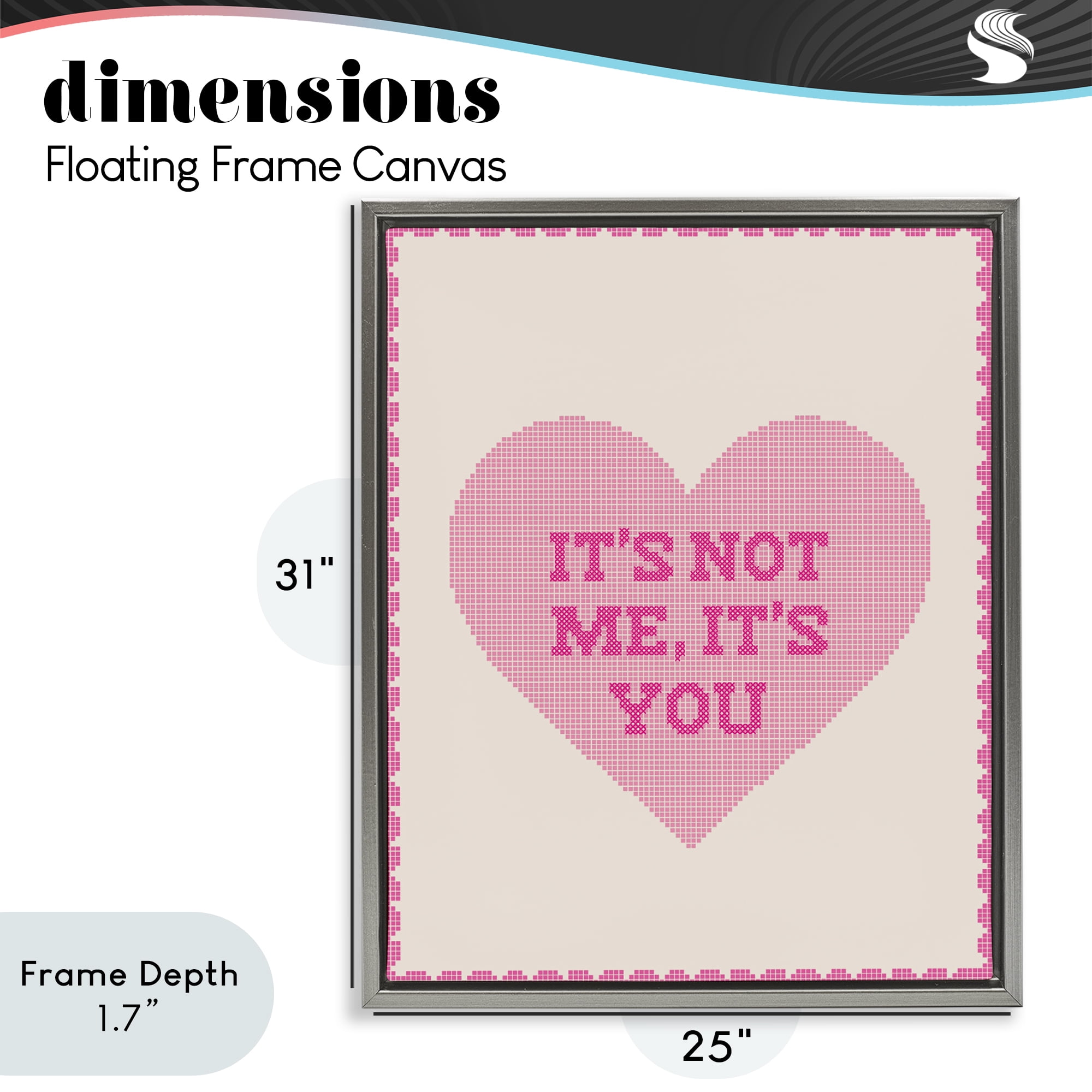 Stupell Industries Not Me It's You on Heart Gray Framed Floater Canvas Wall Art, design by Lil' Rue