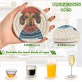 thumbnail image 2 of Yayeee 6 PCS Drink Coasters with Holder Set Woven Absorbent Round Tabletop Hot Pad, Cute Dog Artist, 2 of 7