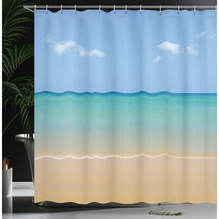 Ambesonne Landscape Shower Curtain, Calm Beach Hot Sun, 69Wx70L