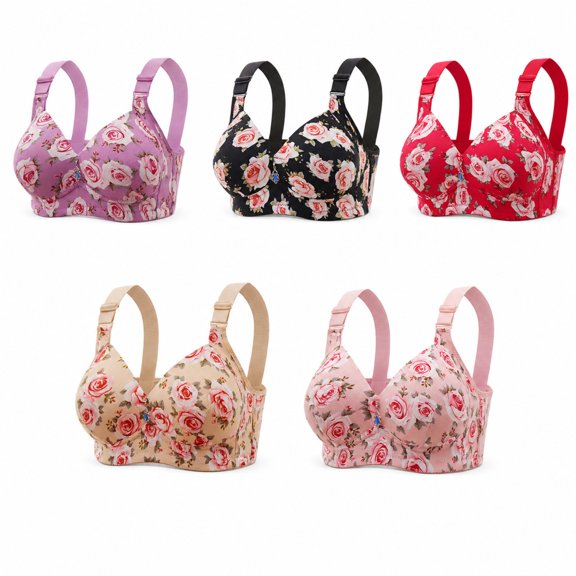 Women’s Plus Size Lightweight Wireless Bra, Front Closure Everyday Underwear