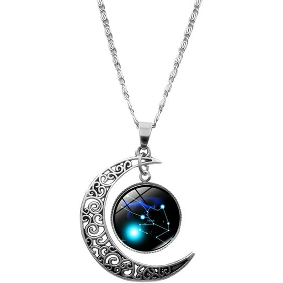 12 Constellation Moon Necklace Gifts Zodiac Sign Necklaces Galaxy Crescent Moon Necklace Birthstone Necklace Astrology Gifts Horoscope Necklaces for Women Gifts