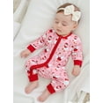 thumbnail image 3 of Miaouyo Infant Baby Girl Christmas Fall Romper 0 3 6 12 18 Months Goose Candy Cane Print Long Sleeve Round Neck Zip Up Jumpsuit, 3 of 8