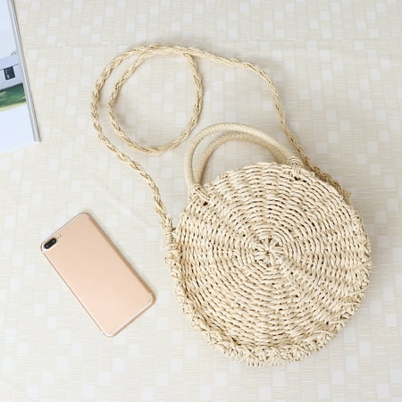 Women Straw Bag Woven Round Handbag Boho Style Girl Crossbody (Best Bags For Girls)