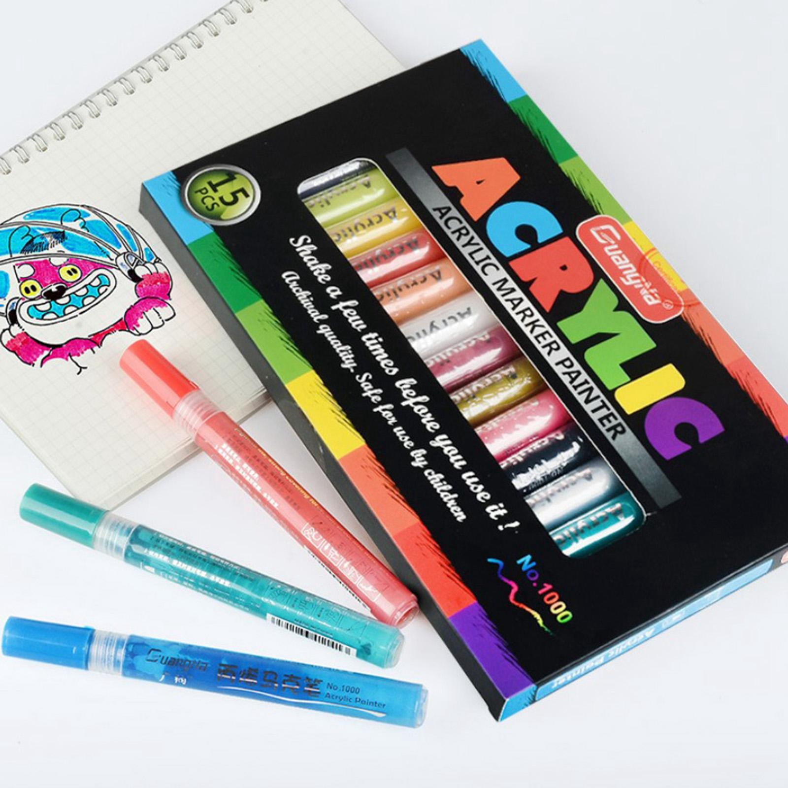 Axioma 12/15/24/36pcs Acrylic Paint Pens for Rock Painting, Stone, Ceramic, Wine Glass, 15pcs