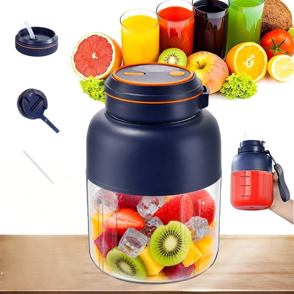45Oz Wireless Juicer Cup, 180W Portable Wireless Juicer Cup with 38-Blades, Fresh Juice Portable Blender, Rechargeable USB Personal Blender for Fruits & Vegetables (Blue-45 Oz)
