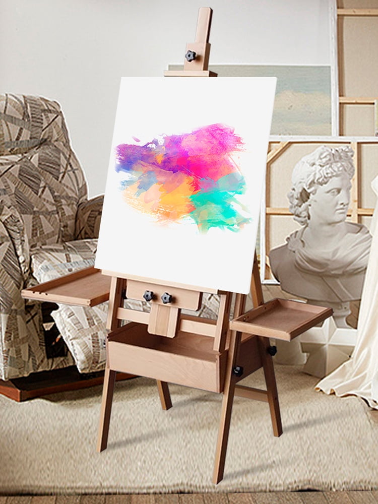 Qiyester Beech Multi-Function Easel, Foldable and Adjustable Height , Oil Painting Easel Suitable for Sketching and Oil Painting
