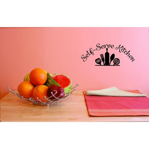 Custom Decals Self-Serve Kitchen Wall Art Size: 10 X 20 Inches Color: Black