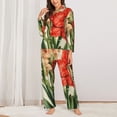 thumbnail image 2 of Fotbe Vibrant Amaryllis Flowers Pattern Long Sleeve Pajama Set for Women,Sleepwear Set,2-piece Loungewear Set,Soft PJs Comfy Nightwear with Pockets -XX-Large, 2 of 7