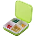 thumbnail image 1 of Pill Organizer - Portable Pill Box Small Pill Container for Purse or Pocket, Excellent Pill Storage Case (Green, 4 Compartment), 1 of 5