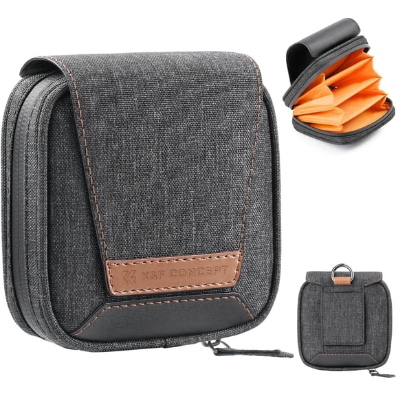 K&F CONCEPT Camera Lens Filters Pouch Case, 4-Pocket Carry Case, Belt Bag Pouch Water-Resistant, Shockproof and Dustproof Design for 37mm-95mm Filters