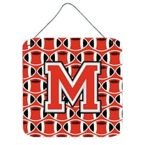 Letter M Football Scarlet and Grey Wall or Door Hanging Prints
