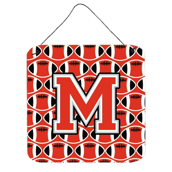 Letter M Football Scarlet and Grey Wall or Door Hanging Prints
