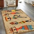 thumbnail image 3 of Brown Boho Large Area Rugs for Bedroom Living Room, Soft Non Slip Carpet Bedside Rug, Farmhouse Vintage Ethnic African Women Rectangular Floor Cover Kitchen Accent Rug 3'x5' for Dining Room/Office, 3 of 9