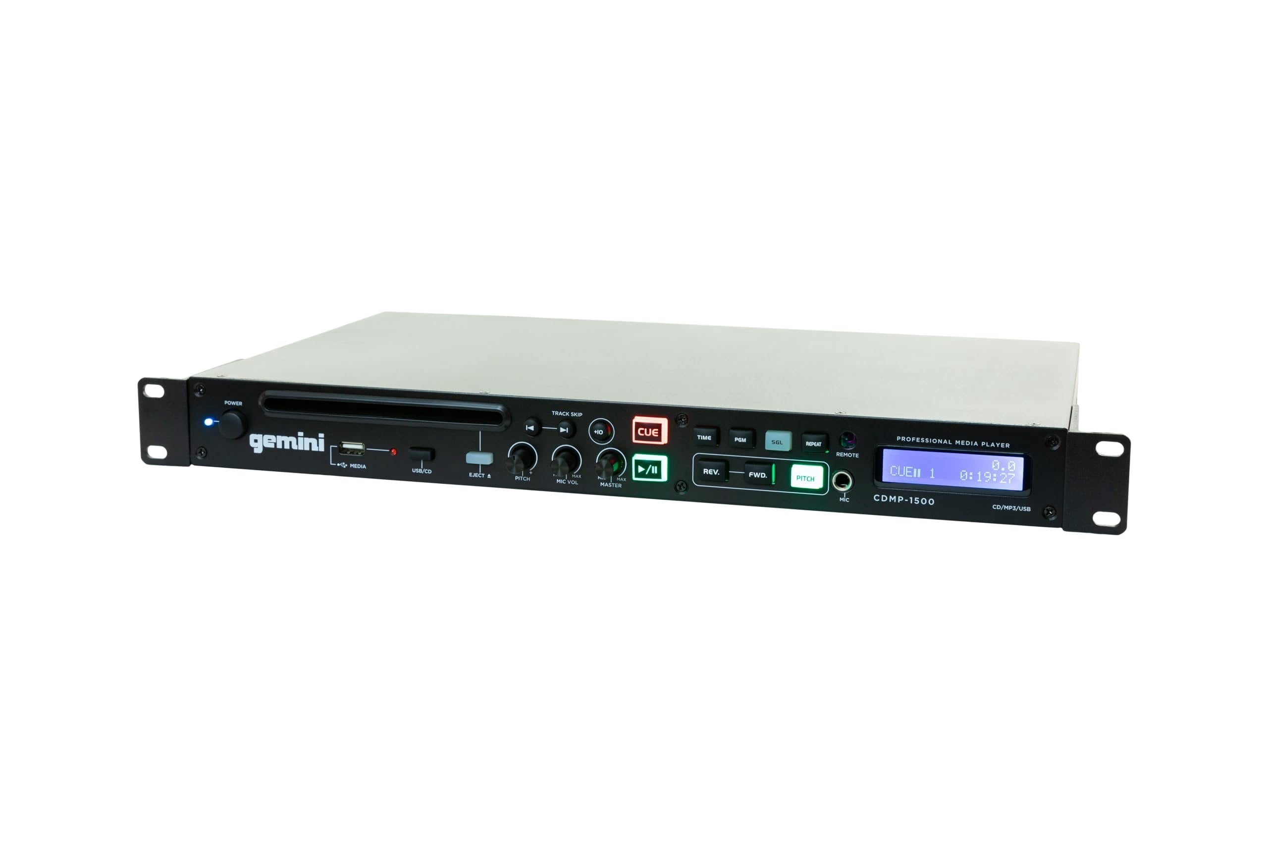 Gemini Sound CDMP-1500 19 Inch Professional/Home Anti Shock Audio Rackmount Single Disc Drive Mountable CD MP3 USB Media Music Player System Input with Remote