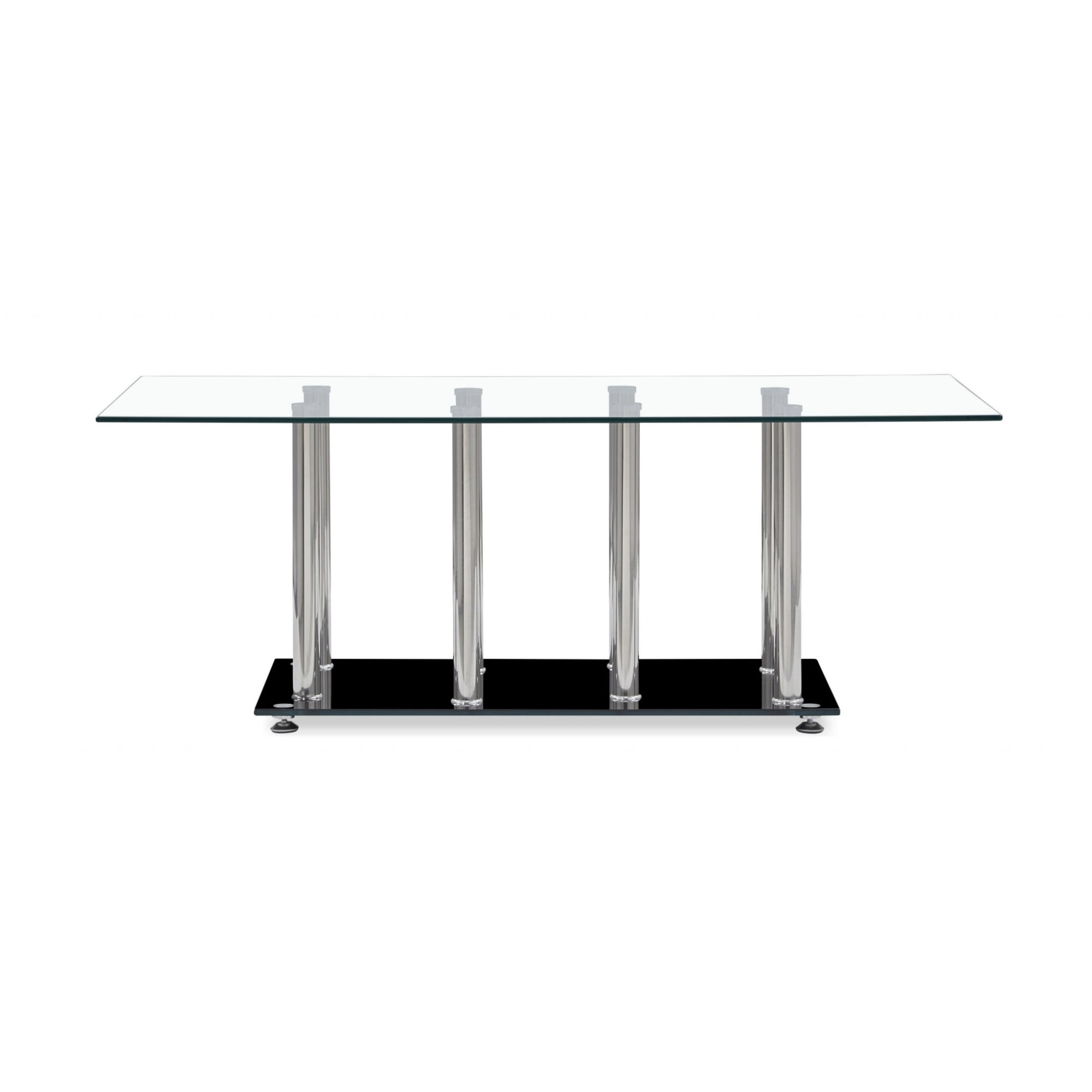 Black and Silver Modern Coffee Table with Tempered Glass Top
