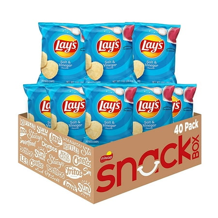 Use by 8 April/2025 ,Lay s Potato Chips Salt & Vinegar Flavored Snack Chips  1 oz Bags  40 Count Multipack