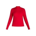 thumbnail image 4 of No Boundaries Ribbed Mock Neck Top with Long Sleeves, Women’s and Women’s Plus, 4 of 4