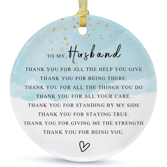 Husband Christmas Ornament Gift from Wife, to My Husband Ceramic Christmas Hanging for him，Husband Ceramic Present Ornament