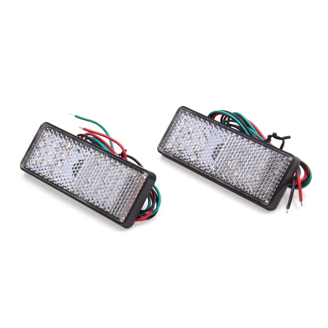 2uds Rectangular LED Rojo Reflector Intermitente Luz de Freno Trasera para la Motocicleta