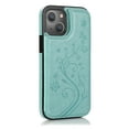 thumbnail image 5 of Feishell Back Case for iPhone 13 mini,Embossed Pattern PU Leather Wallet Phone Case with ID Credit Card Slots Shockproof Magnetic Buckle Back Flip Holder Protective Cover,Mint, 5 of 9