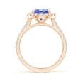 thumbnail image 2 of Angara Natural 2.9 Ct. Tanzanite with Diamond Halo Ring in 14K Rose Gold for Women (Ring Size: 3), 2 of 9