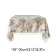thumbnail image 3 of Eespoir Tassel Floral And Birds Print Tablecloth, Imitation Linen Rectangular Table Cover, Dirt-proof Tablecloth, For Dining Table Decoration, Coffee Table, Party Use(A), 3 of 6