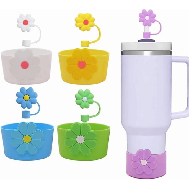 Conjunto de Accesorios para Tazas Stanley - 5 Cubiertas de Silicona para Popotes, 5 Botas de Silicona para Tumblers de 40oz y 30oz