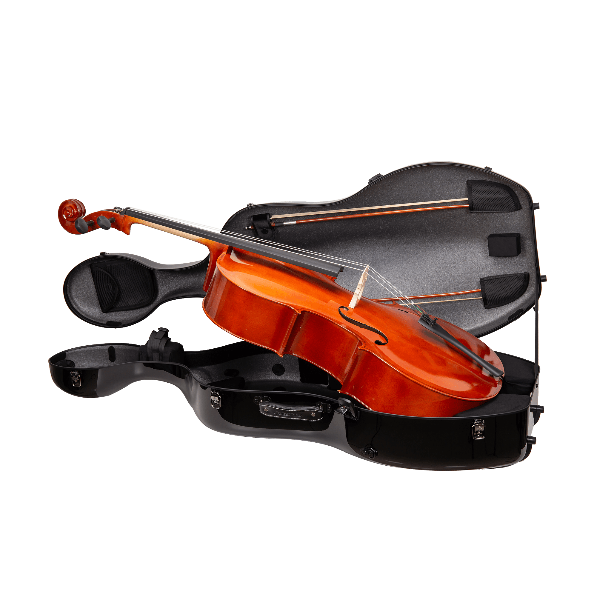 Crossrock Ultra Carbon Fiber Case fits 4/4 Full Size Cello, Super lightweight as 6 lb, with Protective Cover, TSA Lock -Gilded Black
