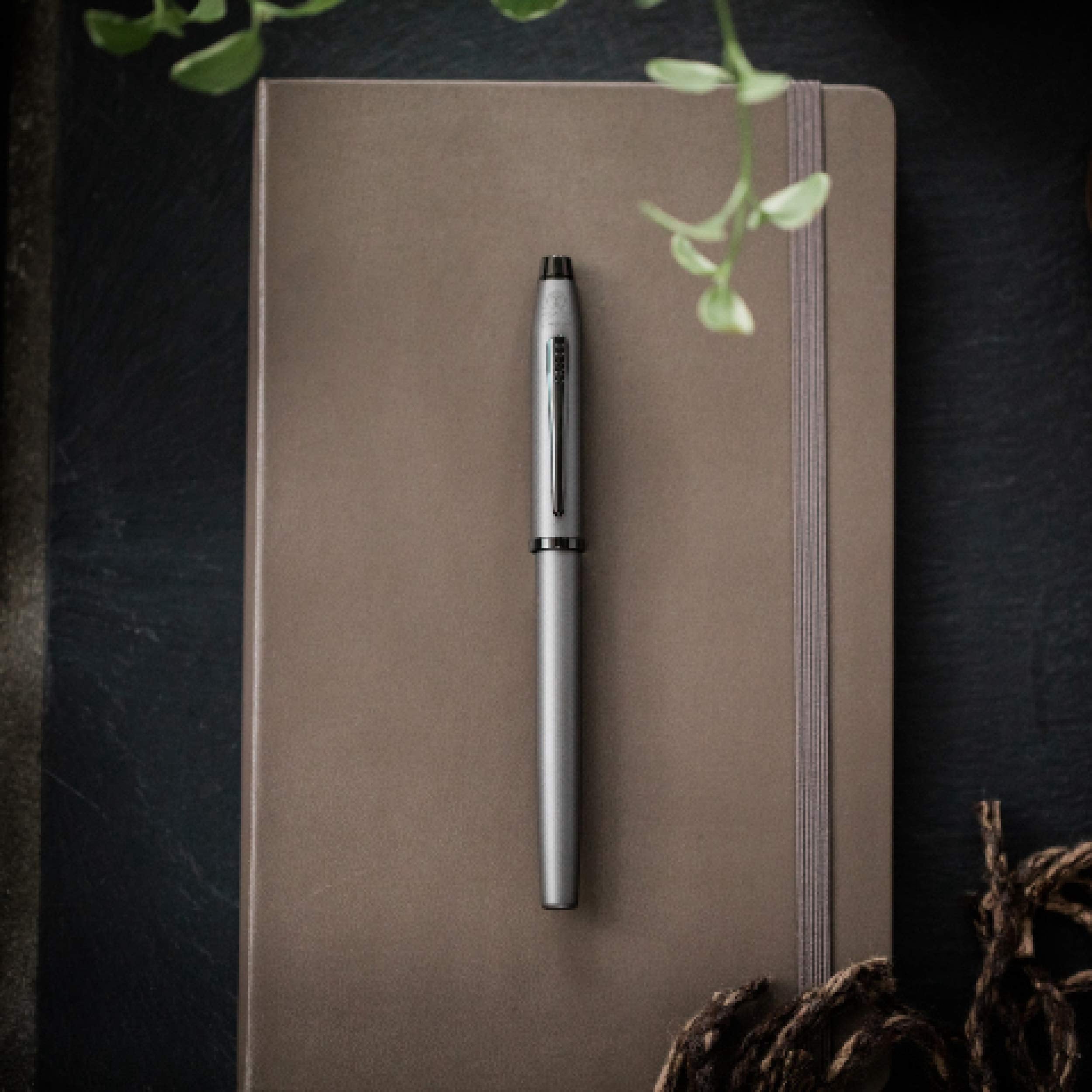 Cross Century® II Black Micro Knurl and Matte Black PVD Medium Nib Fountain Pen with Polished Black PVD Coated Stainless Steel Nib