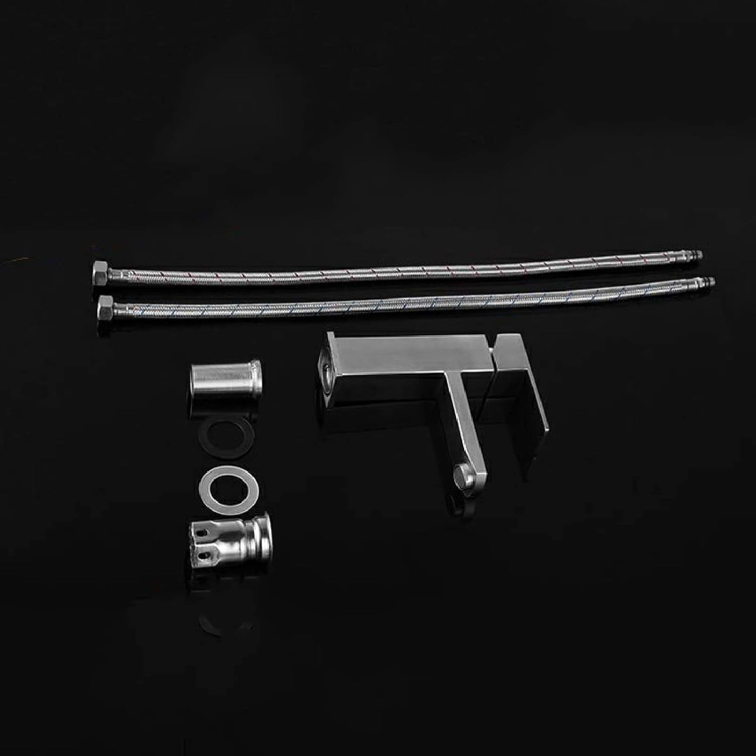 Bathroom Sink Faucet Single Hole Brushed Nickel Stainless Steel Basin Mixer Tap Hot and Cold Single Handle Faucet