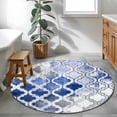 thumbnail image 4 of Blue Morocco Large Area Rugs for Bedroom Living Room, Soft Non Slip Carpet Bedside Rug, Vintage Graffiti Paint Art Boho Dappled Round Floor Cover Kitchen Accent Rug 3.3' for Dining Room/Office, 4 of 9
