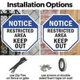 thumbnail image 3 of Notice Restricted Area Keep Out 10 inch X 10 inch Octagon Rust Free Aluminum Metal Signs Weather Resistant, UV Protected for Workplace, Private Property, and Construction Site, Made in, 3 of 6
