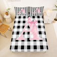 thumbnail image 5 of Manfei Monogrammed A Design Bed Sheets,Geometric Grid Print Full Size Sheets,4-Piece,1 Flat Sheet,1 Fitted Sheet and 2 Pillowcases, 5 of 6