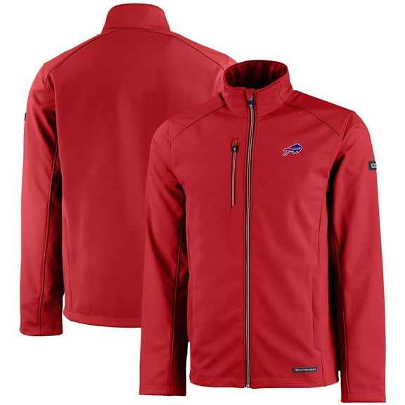 Men's Cutter & Buck Red Buffalo Bills Evoke Eco Softshell Recycled Full-Zip Jacket