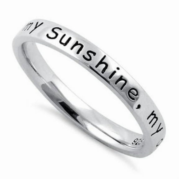 925 Sterling Silver "You Are My Sunshine, My Only Sunshine" Ring Engraved Band