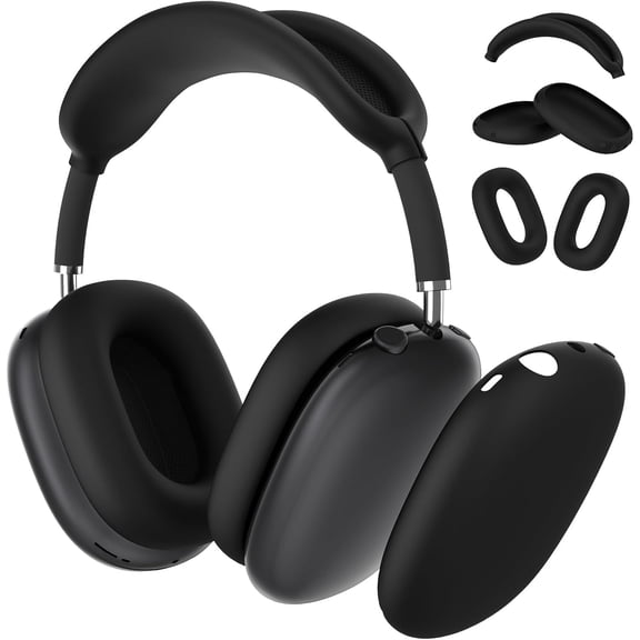 [4 in 1] Silicone Case Cover for AirPods Max Headphones,Clear Soft TPU Ear Cups Cover/Ear Pad Case Cover/Headband Cover for AirPods Max (2024/2020),Transparent Accessories for AirPod Max (USB-C)