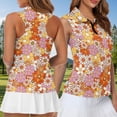 thumbnail image 5 of Aplkyhs Boho Flower Matching Couple Golf Shirts Golf Tank Top for Women Quarter Zip Athletic Sleeveless Shirts for Yoga or Daily Wear Machine Washable Breathable Fabric, 5 of 6