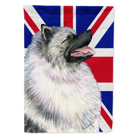 Keeshond with English Union Jack British Flag Garden Flag