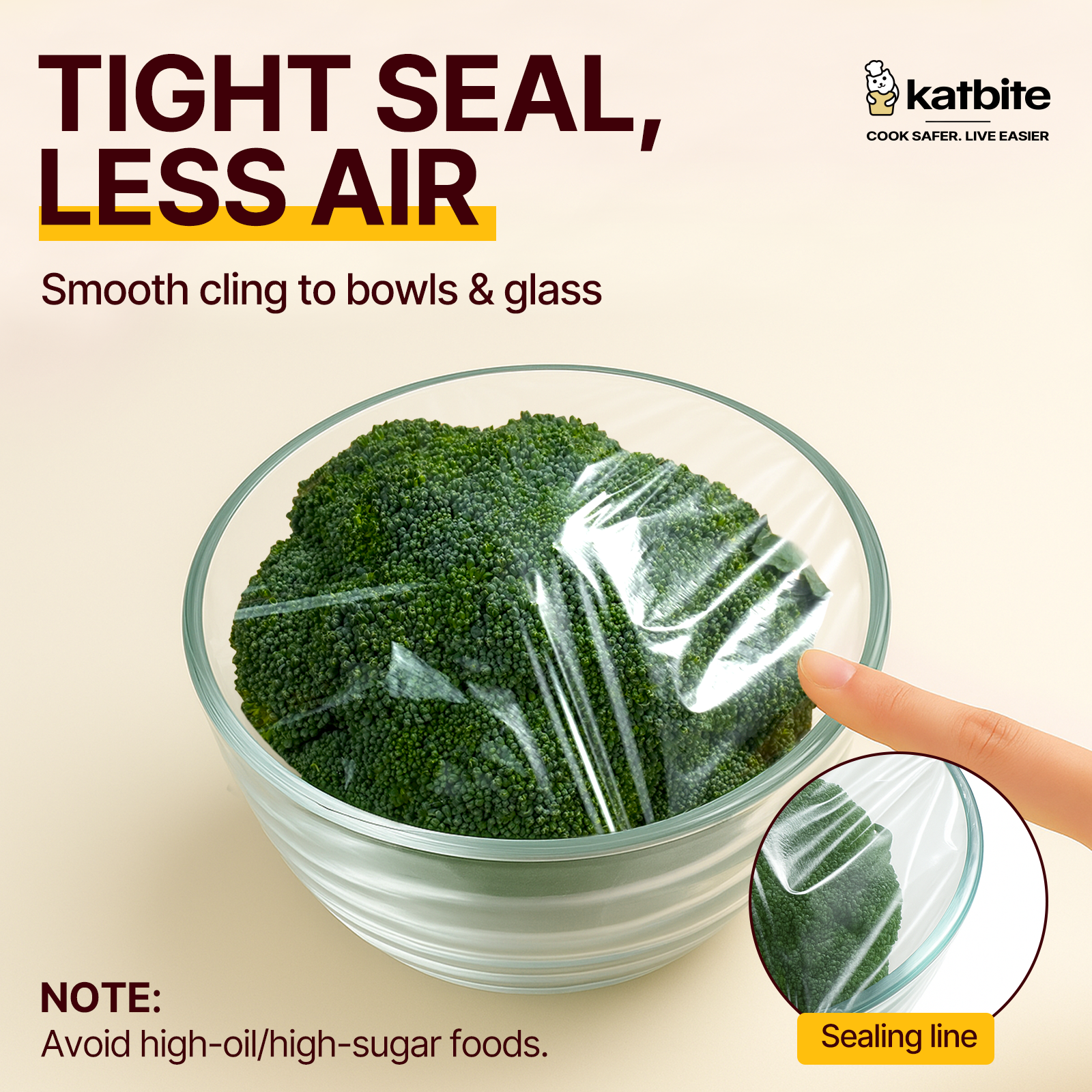 Katbite Plastic Food Wrap Roll, 12 in x 1200 ft, with Slide Cutter photo 3