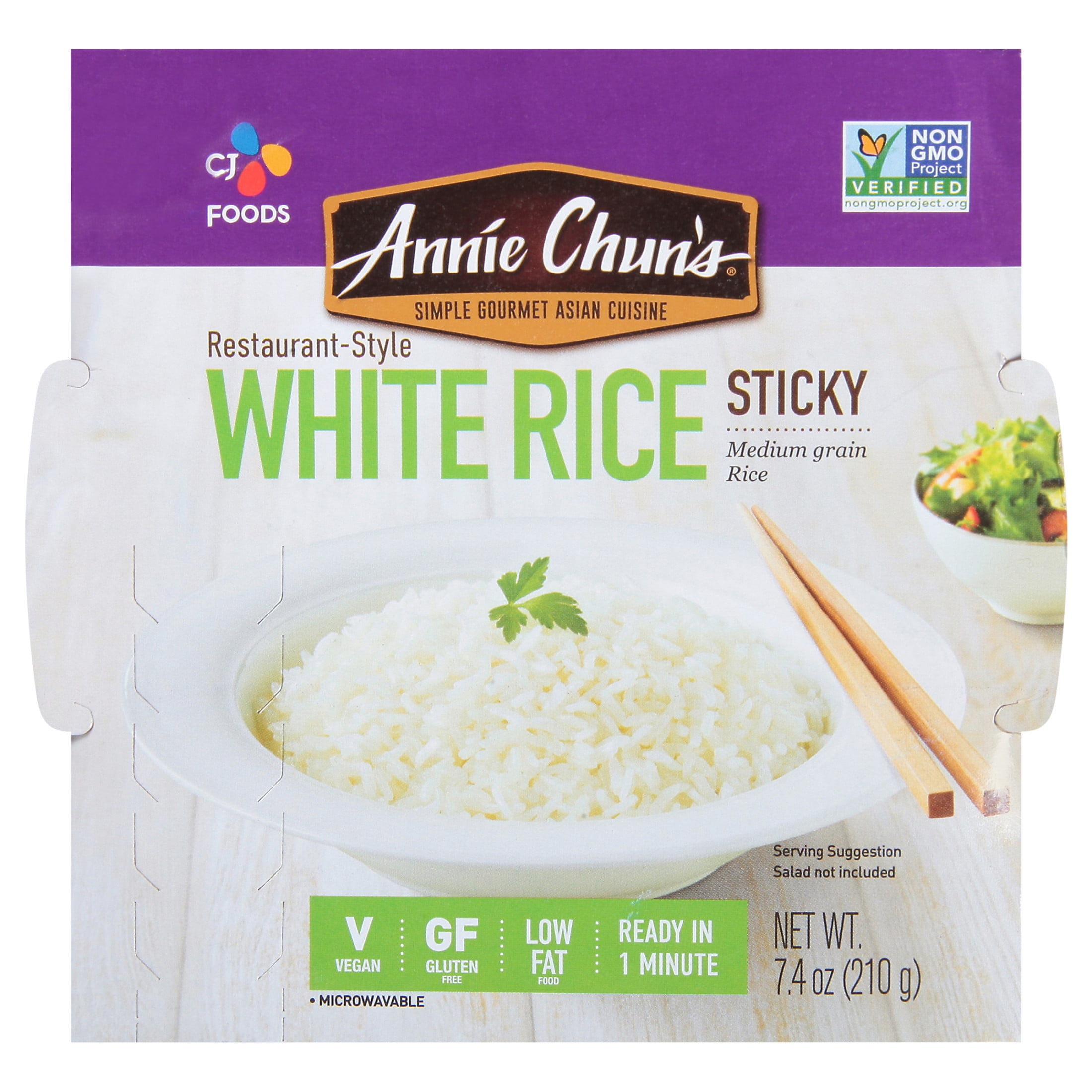 (4 pack) Annie Chun's Cooked White Sticky Rice, 7.41 oz 6 Pack