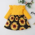 thumbnail image 2 of New Kids Dresses for Girl Sweet Cotton Flying Long Sleeve Bow Button Sunflower Print Dress Baby Girl Clothes 2-11Y, 2 of 5