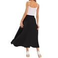 thumbnail image 5 of QAFOPEH Women High Waist Tie Front Pleated Pocket Flowy Hem Solid Color Midi Skirt, 5 of 7