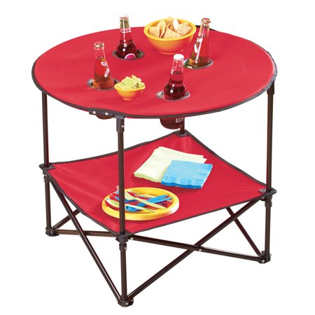 Waterproof Portable Folding Picnic 28 Inch Round Table with Handle,